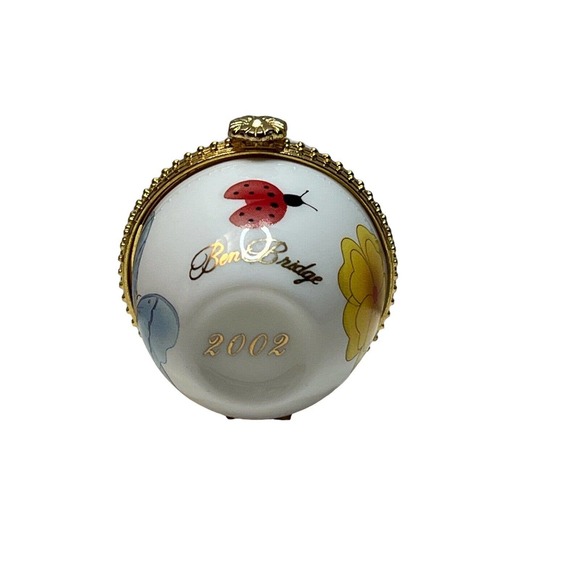 Ben Bridge 2002 Ring Box Porcelain Egg Butterflies Hinged Trinket Box 2-1/4" - Picture 7 of 7
